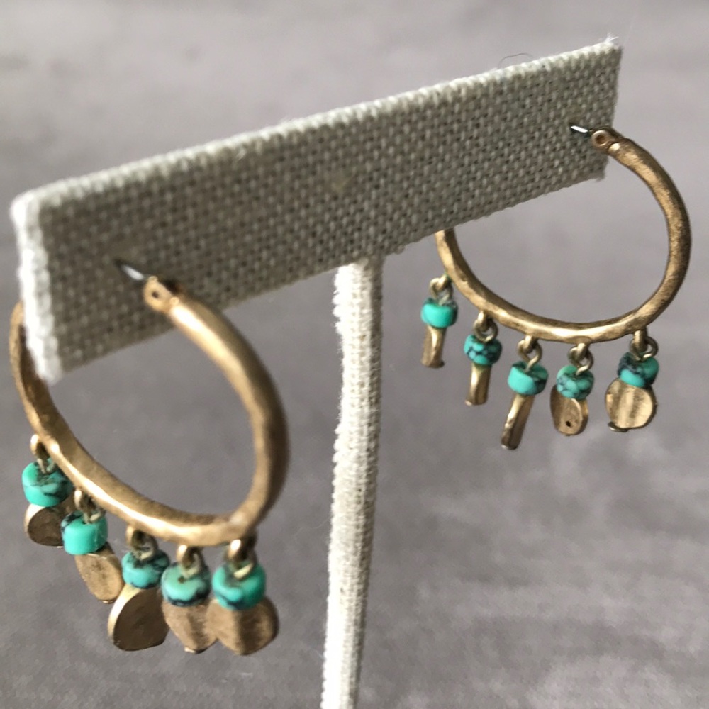 Beautiful gold & turquoise pierced earrings